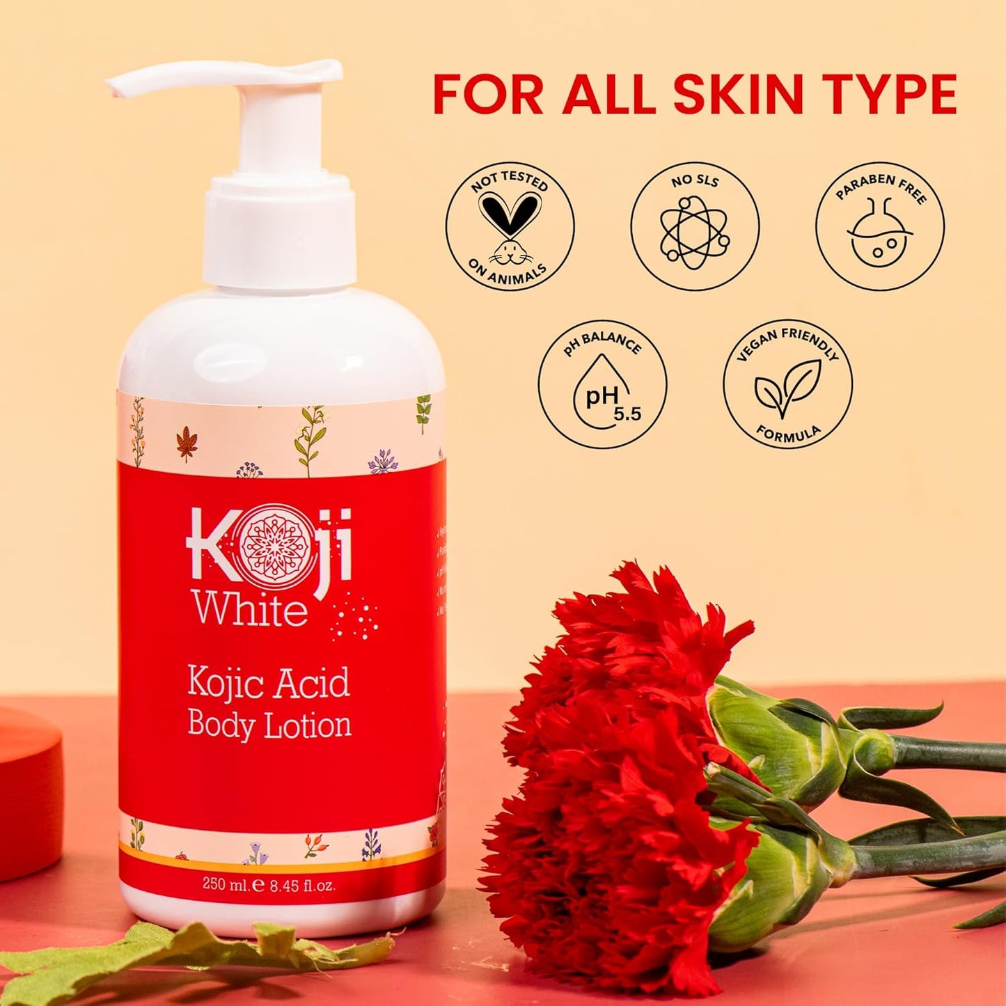 Kojic Acid Skin Brightening Body Lotion - Body Moisturizer & Skin Firming for Women, Boost Hydrating, Sun Damage Skin, Uneven Skin Tone, Paraben-Free, Vegan, 8.45 Fl Oz Bottle
