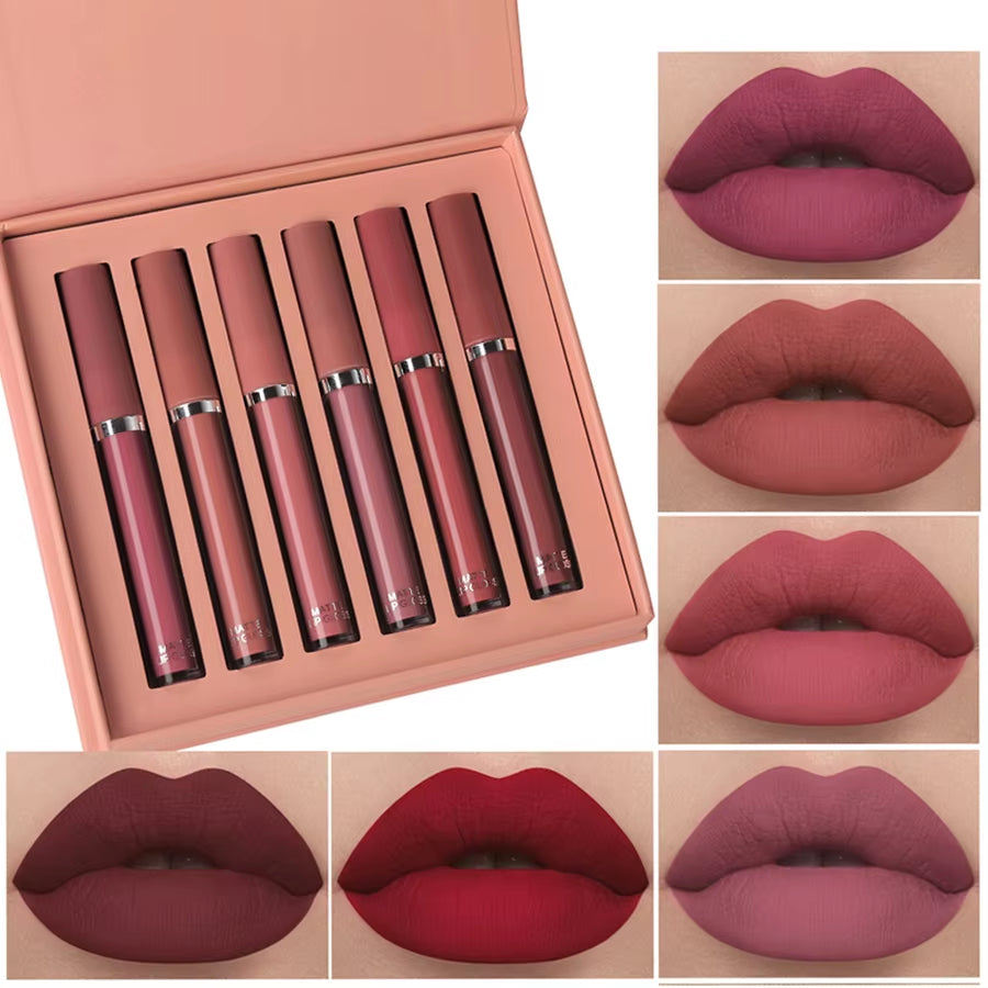 LuxeMatte™ by Handaiyan – 6-Piece Waterproof Matte Lipstick Set