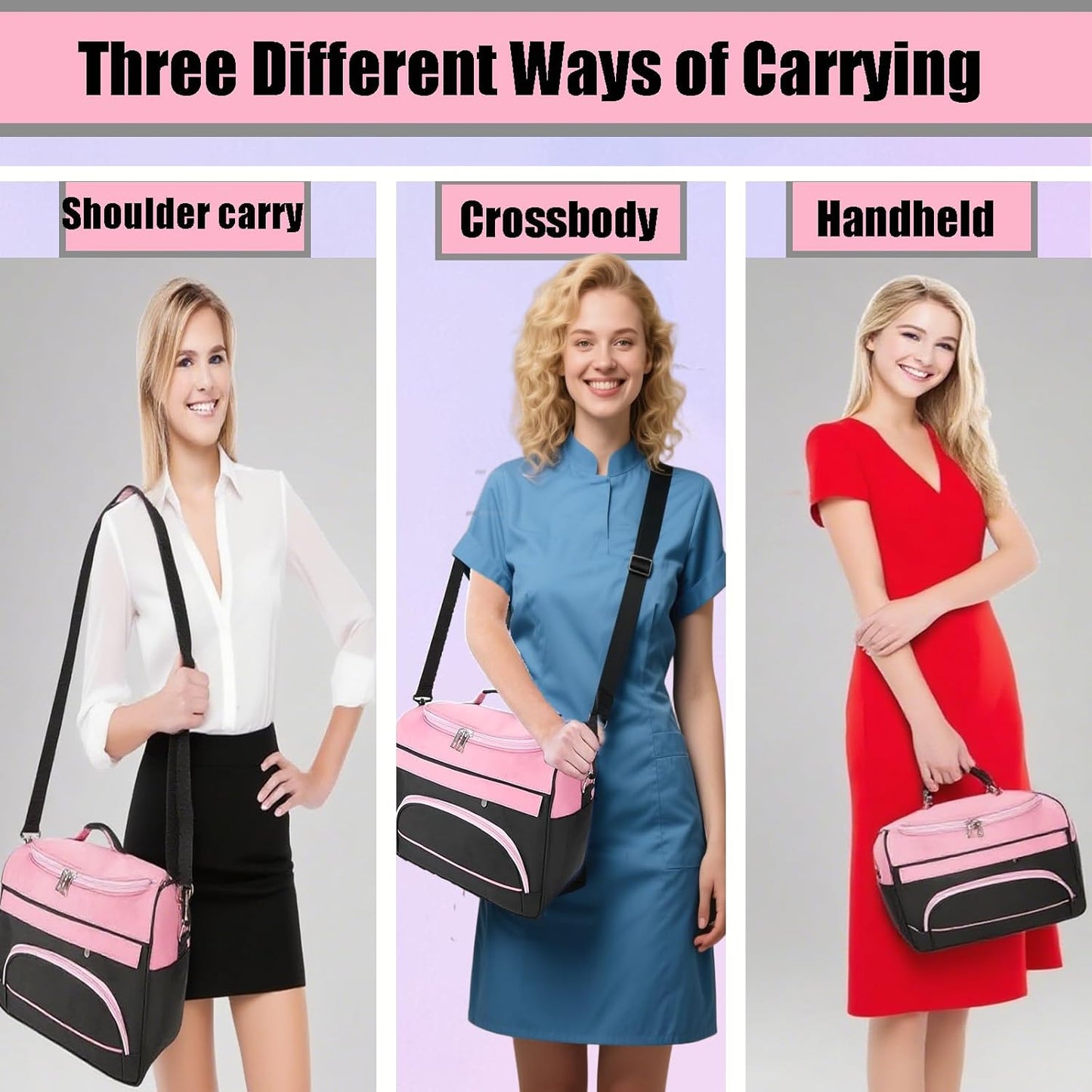 Large Capacity Hairdresser Bag Barber Carrying Case with Handle and Shoulder Strap, Beauty Salon Tool Kits Storage Travel Barber Case Holds Various Hair Cutting Tools Haircutting Bag