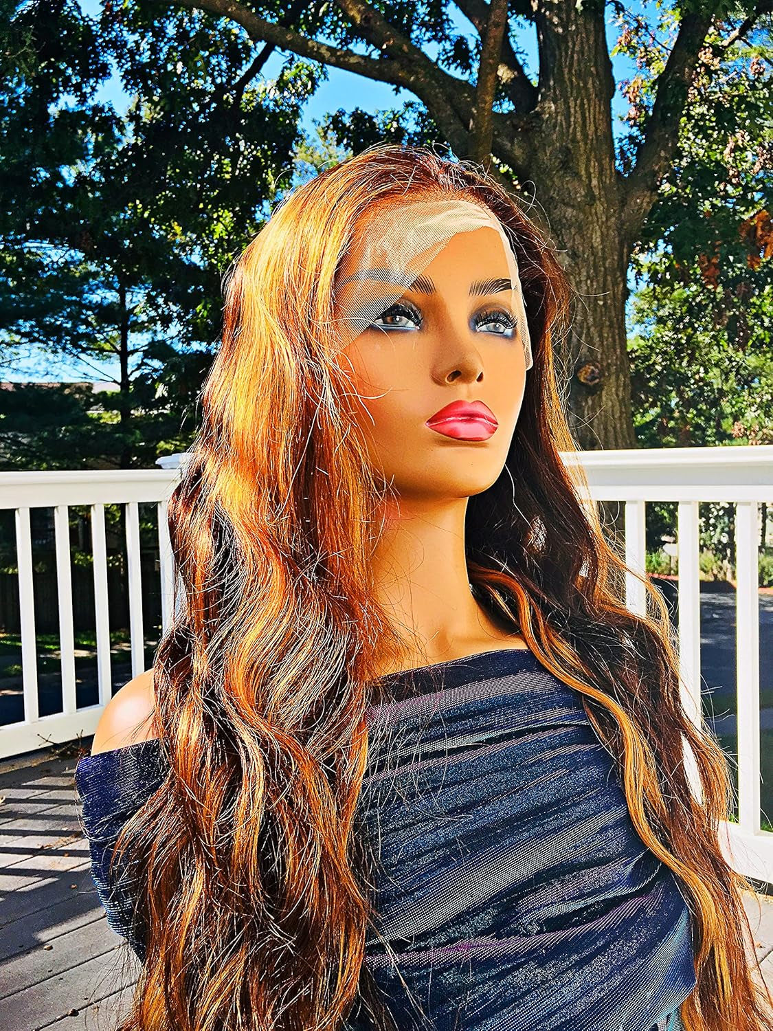 Human Hair Wig 13X4 Transparent Lace Wig Highlight Color Body Wave 26 Inches 180% Density