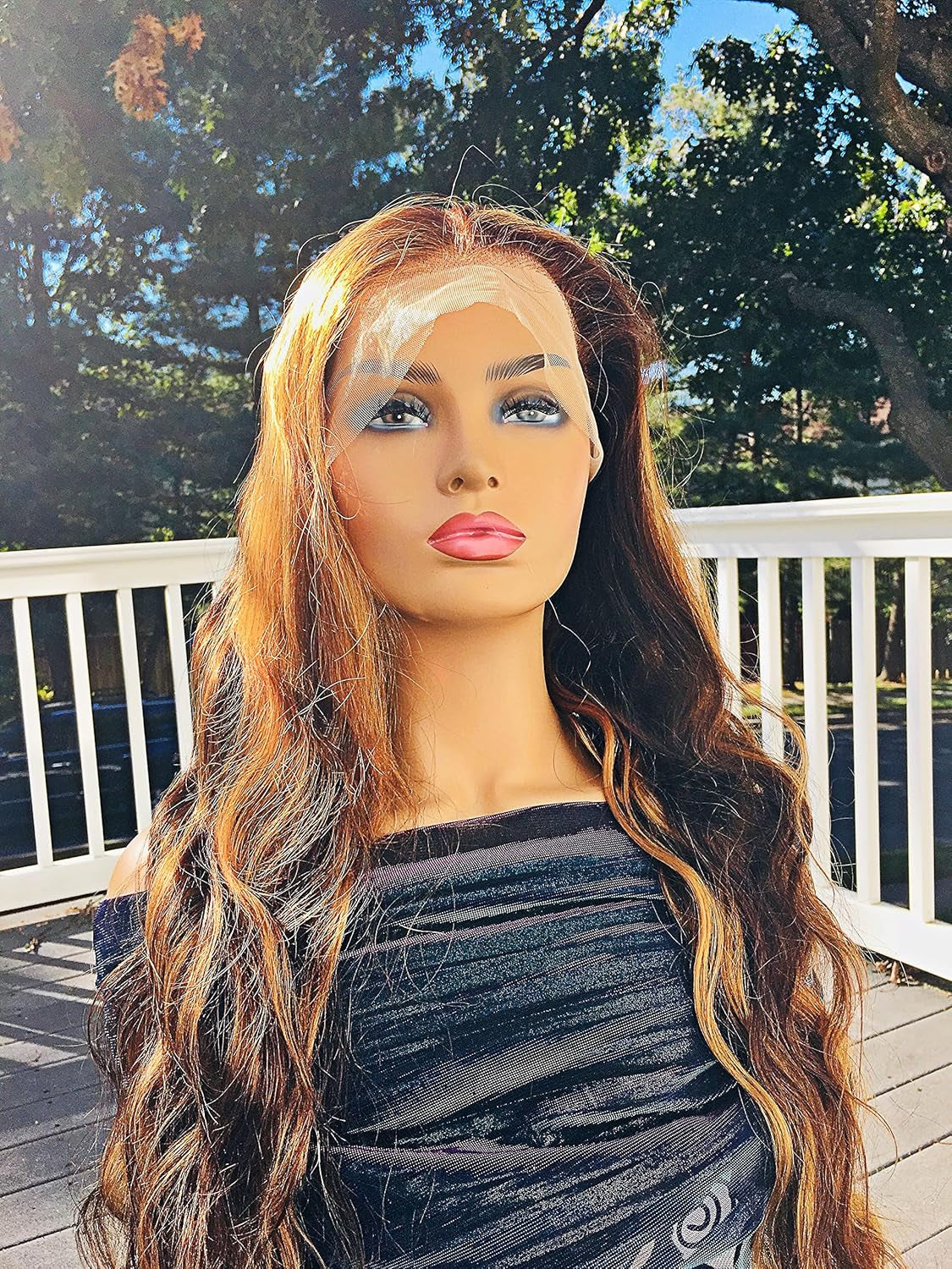 Human Hair Wig 13X4 Transparent Lace Wig Highlight Color Body Wave 26 Inches 180% Density